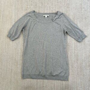 Banana Republic Gray Cotton Silk Short Sleeve Sweater Knit Top S